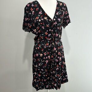 Black button down dress with flowers